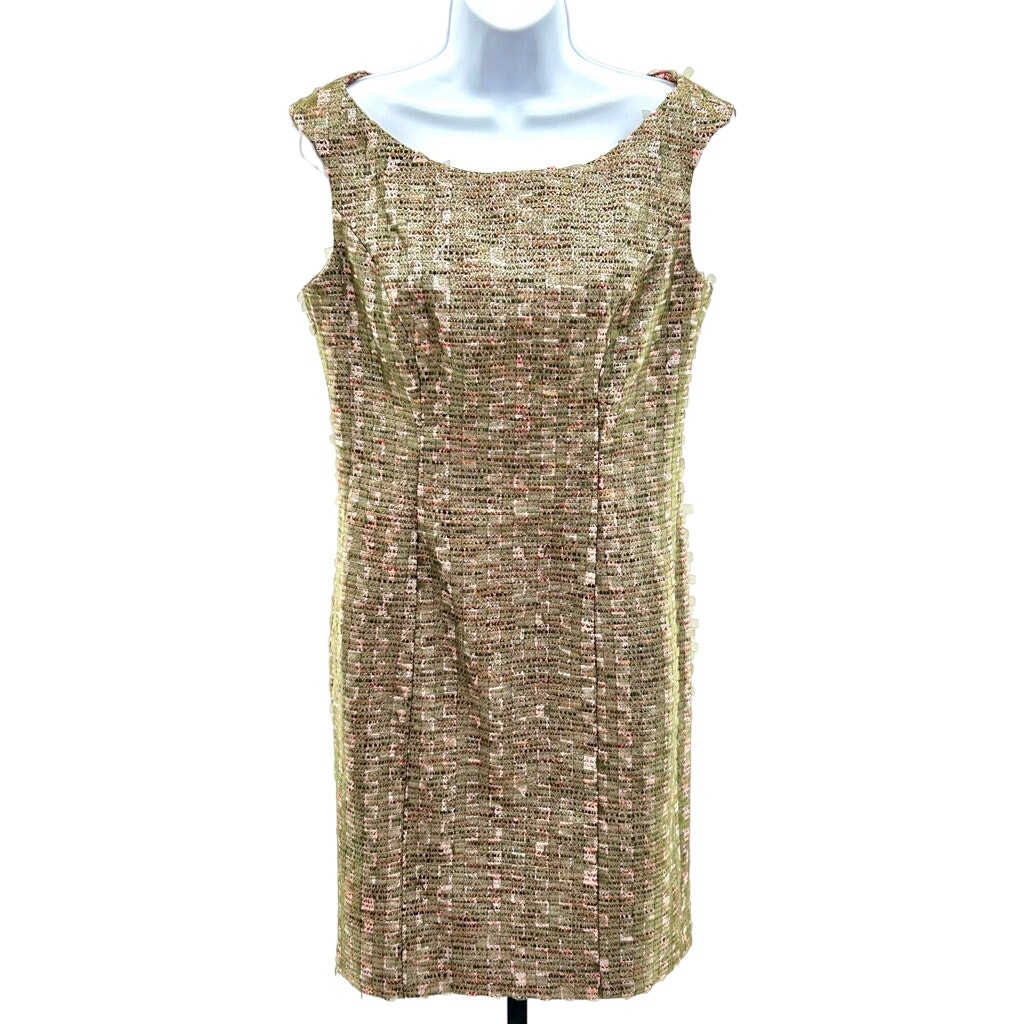 Worth New York Sheer Ribbon Zip Back Knee Length Shift Sheath 8 Dress $585 Msrp